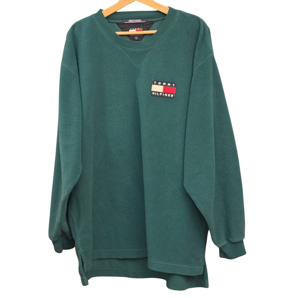 Vintage 90s Y2K Tommy Hilfiger Fleece Sweatshirt Streetwear Retro Gorpcore Cozy